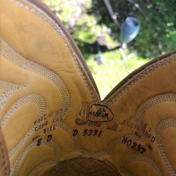 RARE! Justin Rocky Mountain ELK Mens Cowboy Boots 8D - Picture 6 of 8